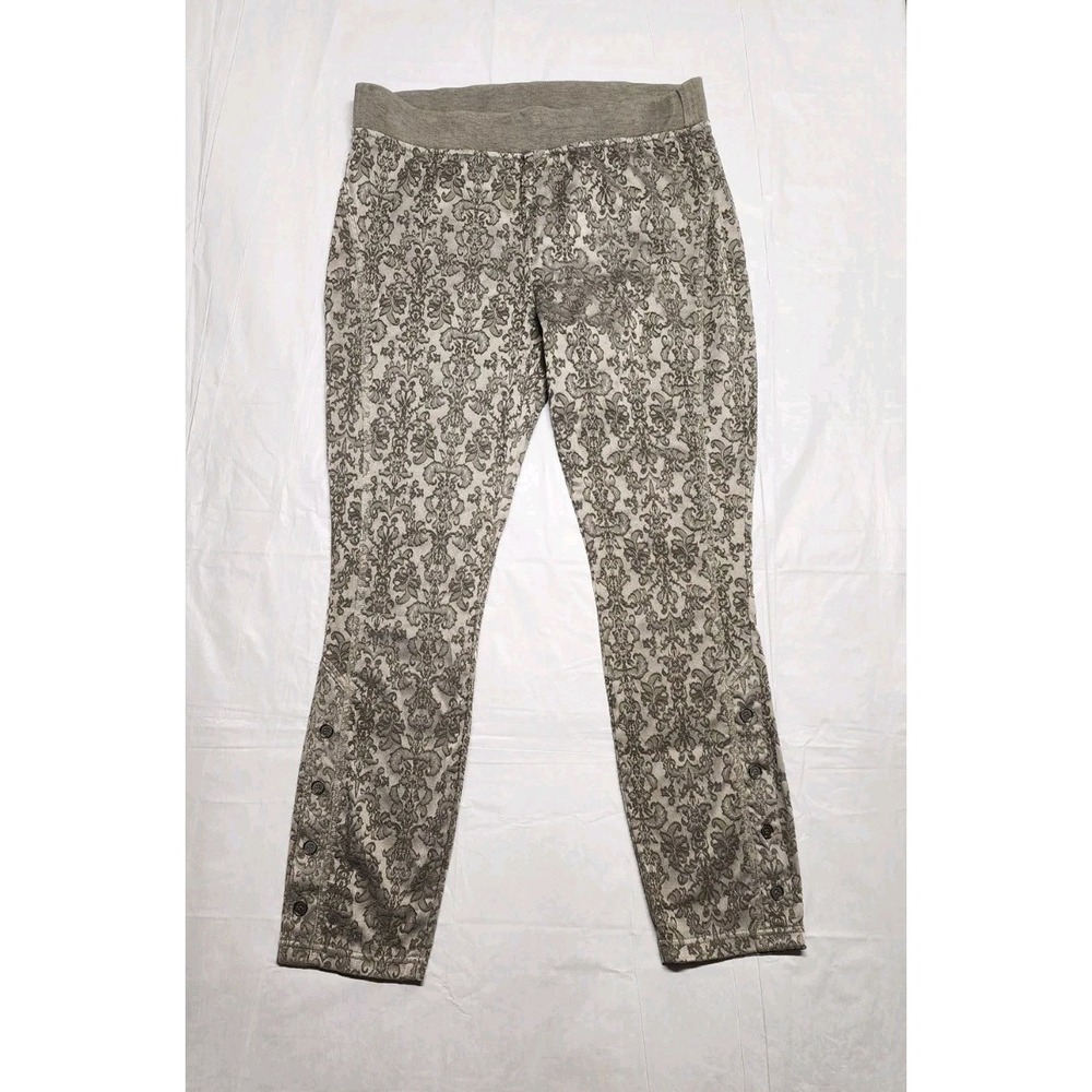 XCVI Wearables Leggings Women's Pants Embroidered AOP Pattern Size XL Green Gray